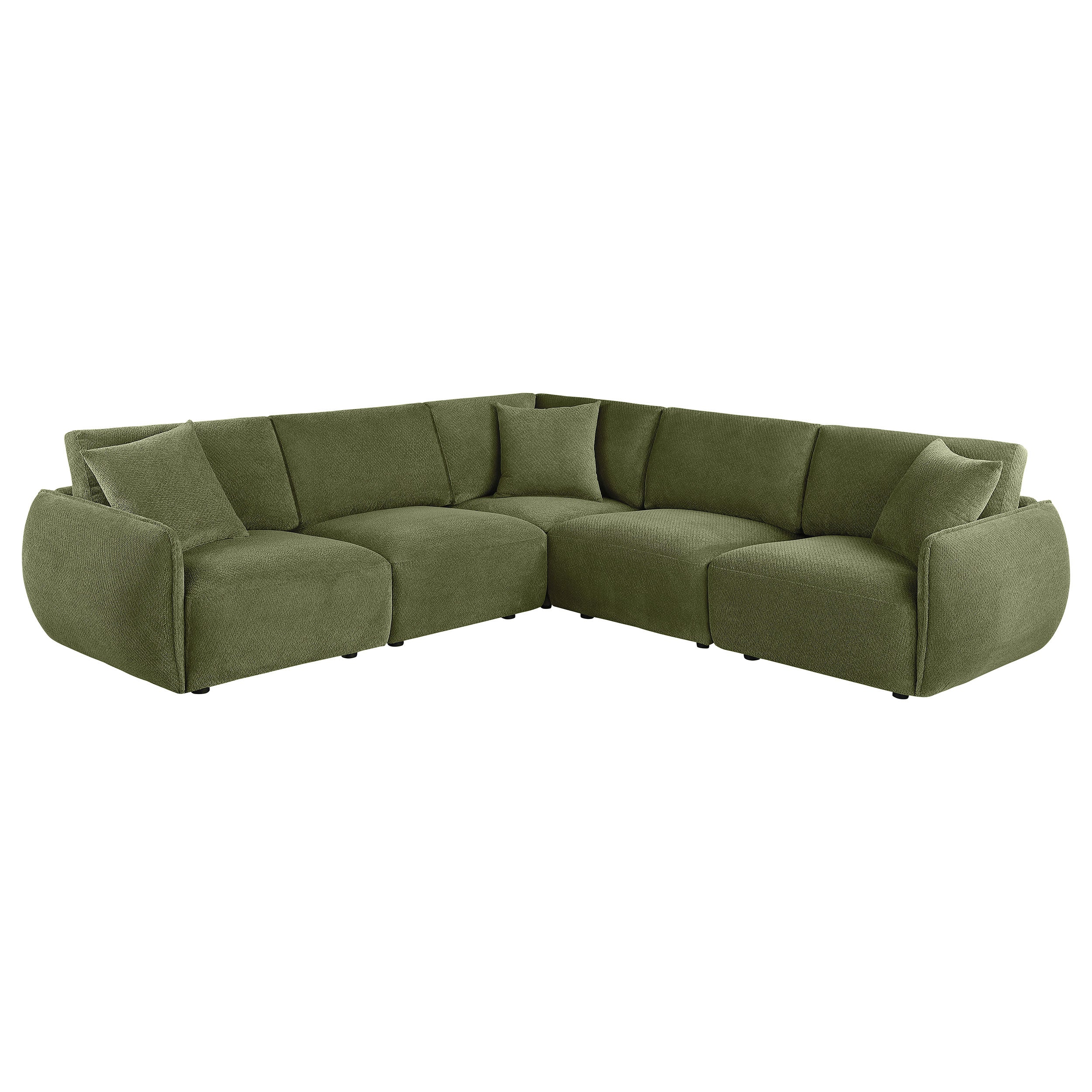Elysia 5-piece Chenille Upholstered Modular Sectional Sofa Green — view 1