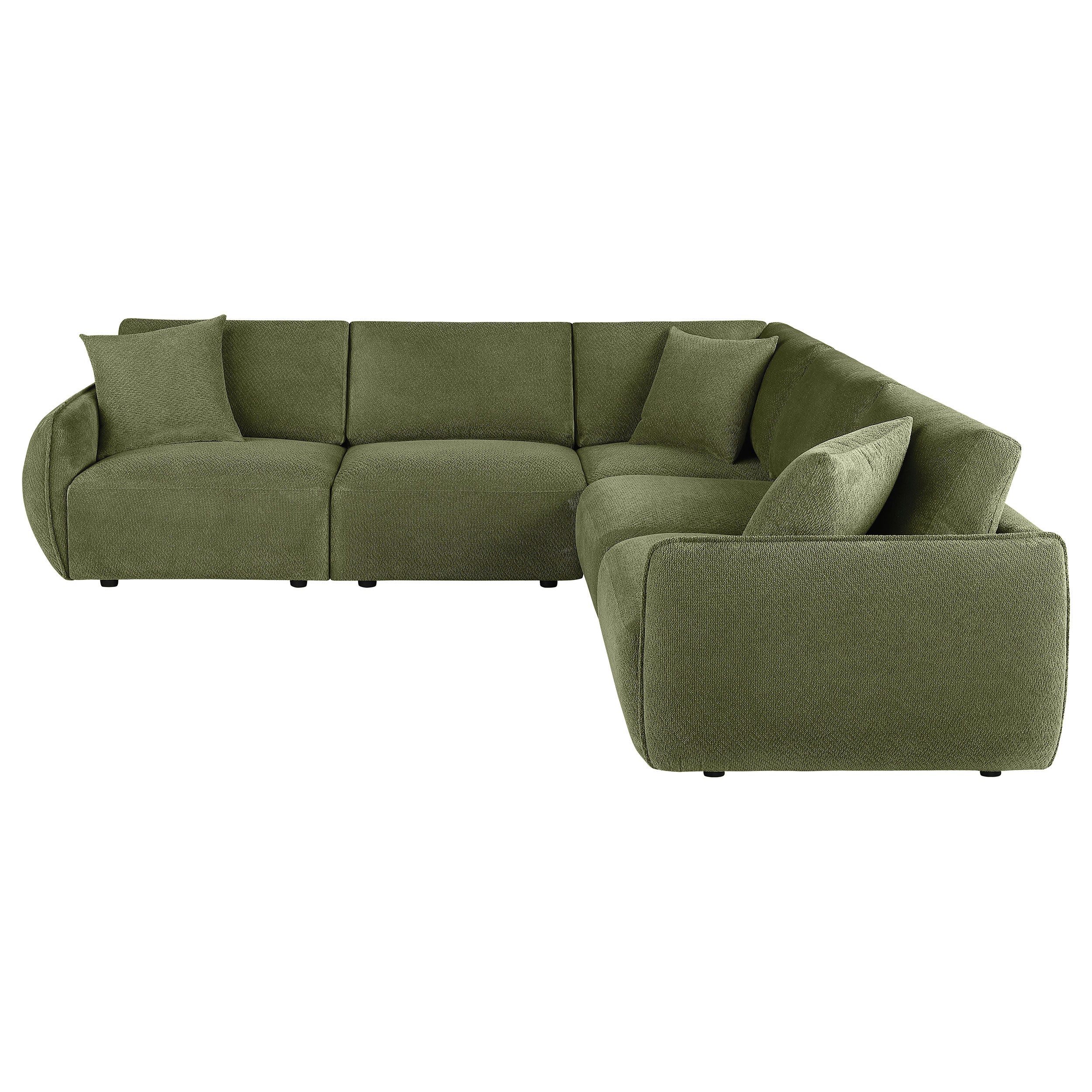Elysia 5-piece Chenille Upholstered Modular Sectional Sofa Green — view 3