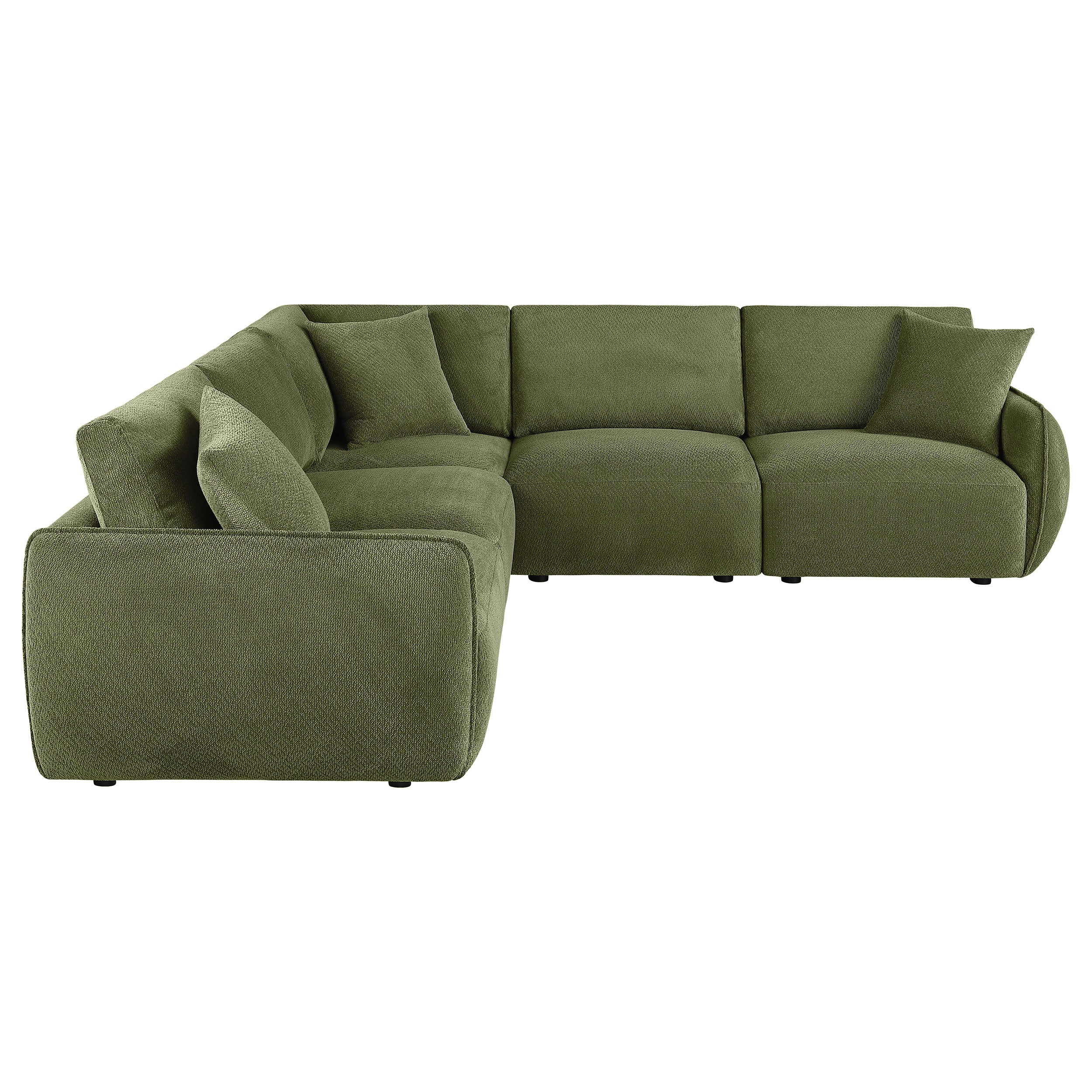 Elysia 5-piece Chenille Upholstered Modular Sectional Sofa Green — view 5