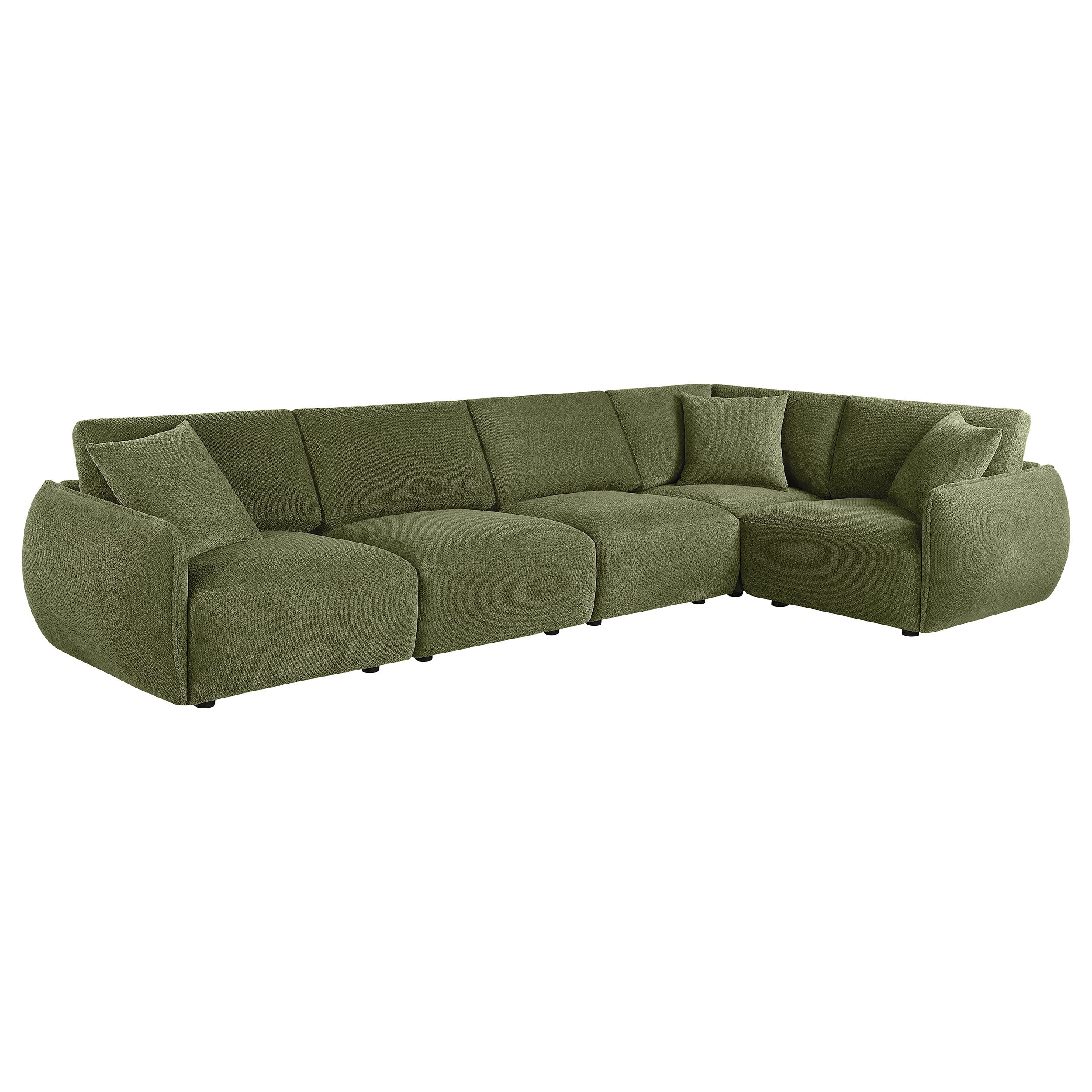 Elysia 5-piece Chenille Upholstered Modular Sectional Sofa Green — view 6