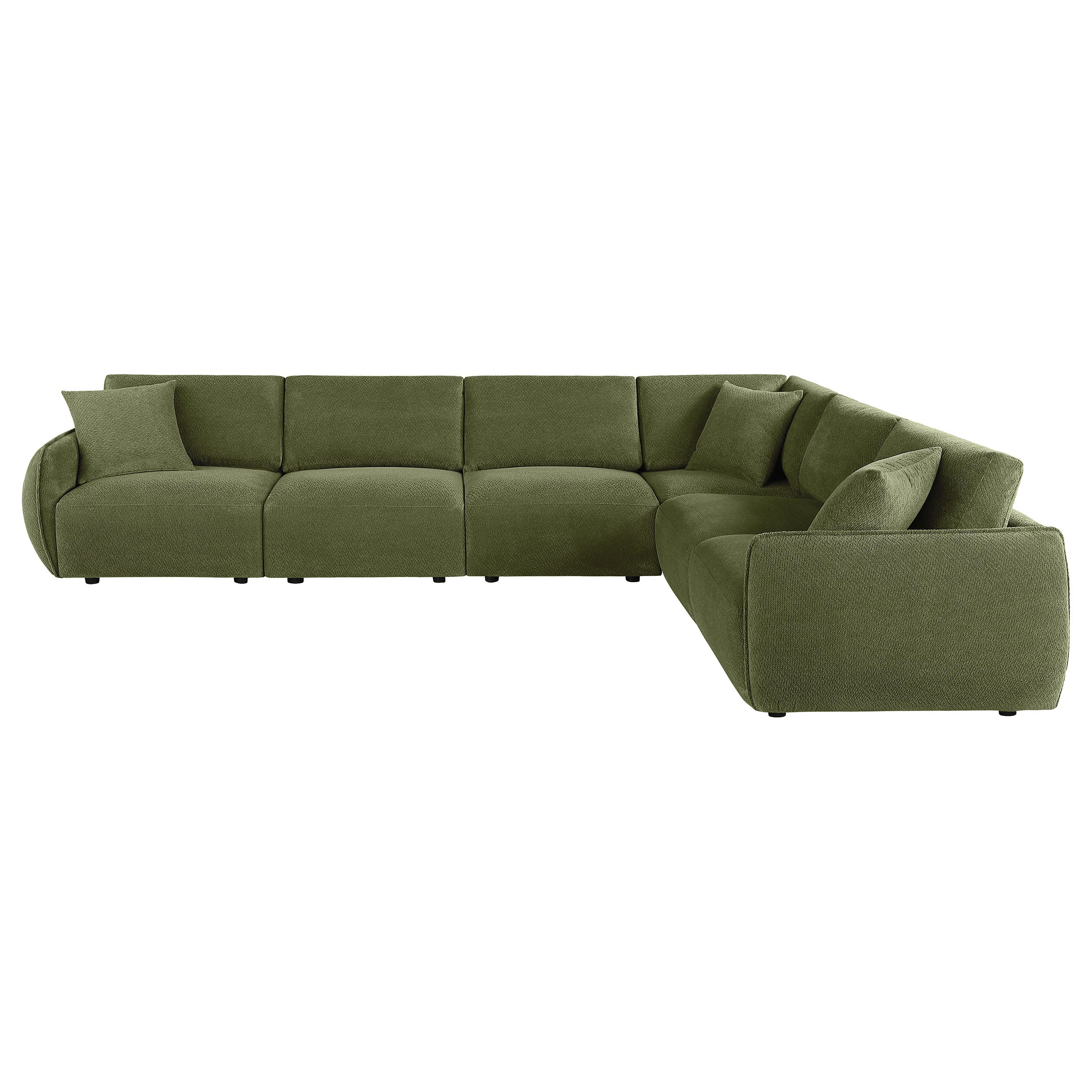 Elysia 6-piece Chenille Upholstered Modular Sectional Sofa Green — view 3