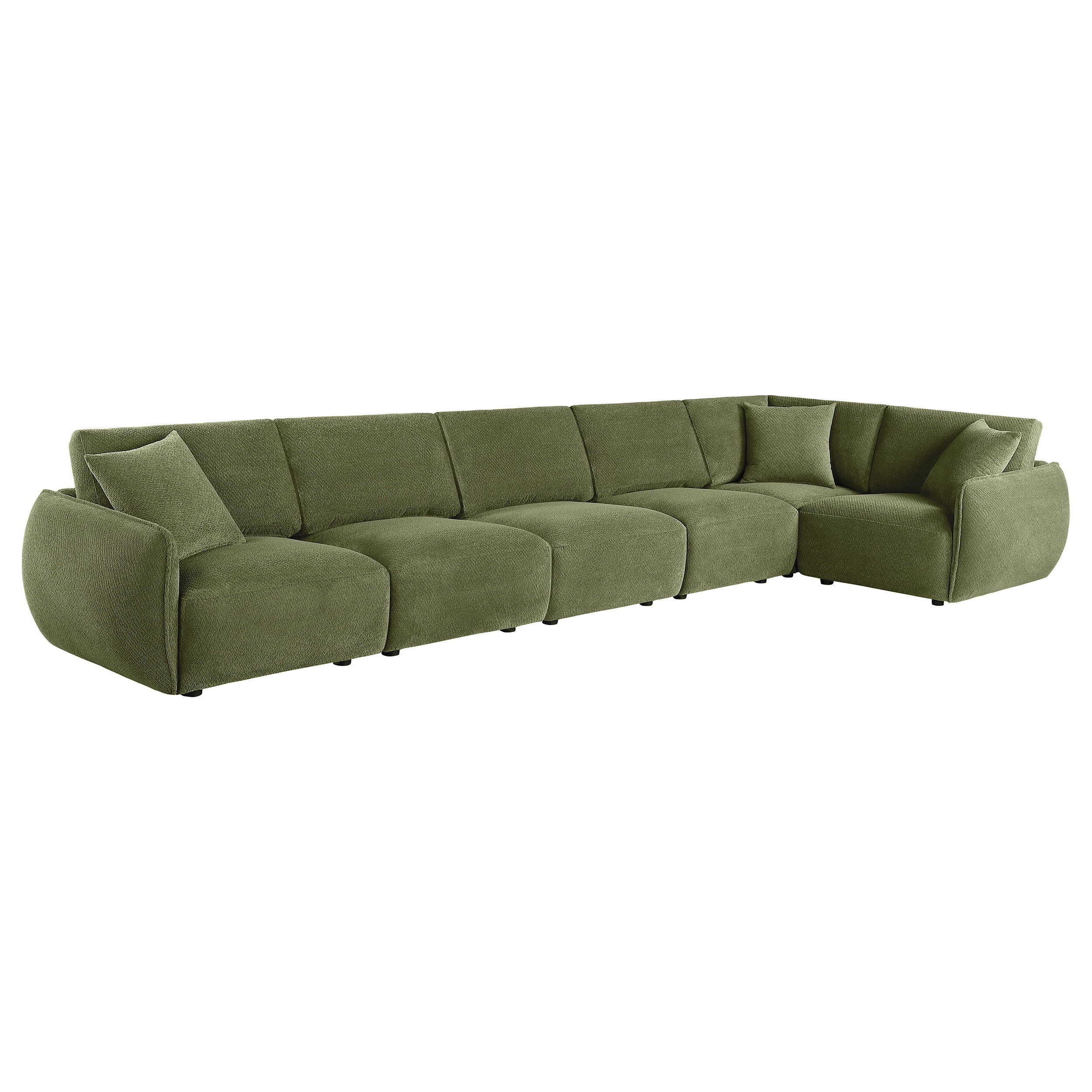 Elysia 6-piece Chenille Upholstered Modular Sectional Sofa Green — view 6