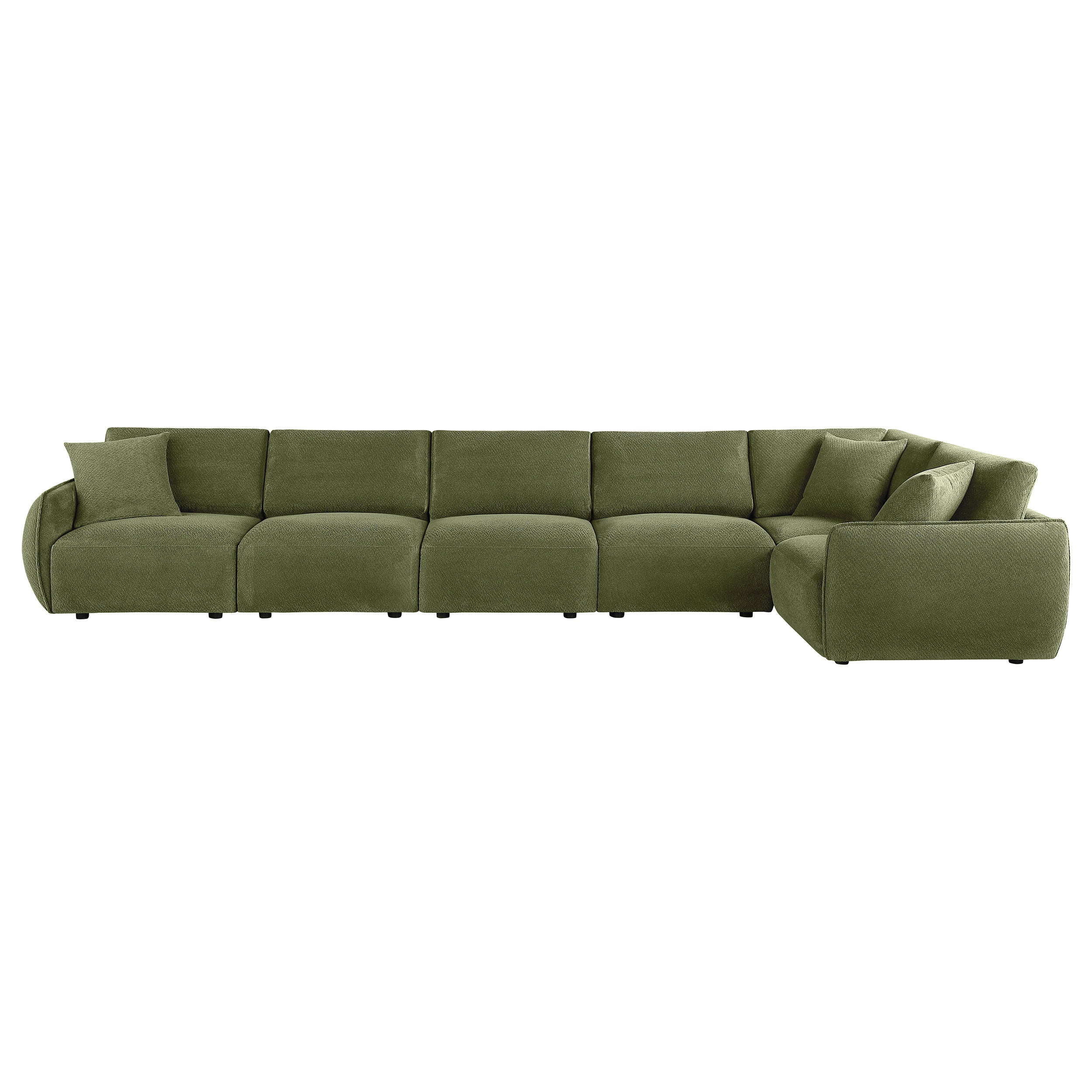 Elysia 6-piece Chenille Upholstered Modular Sectional Sofa Green — view 7