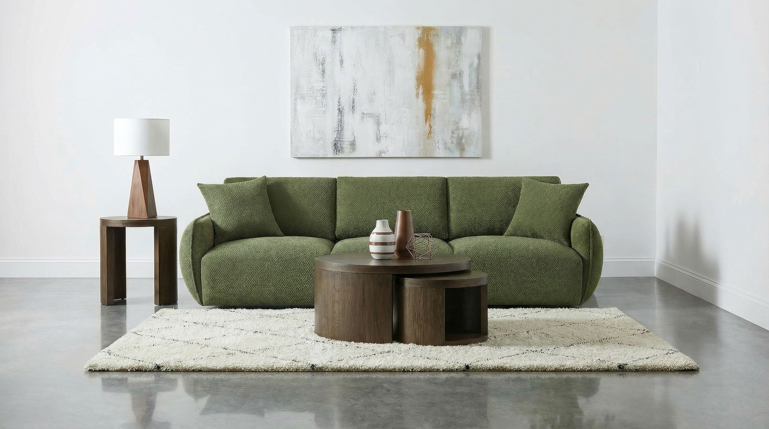 Elysia Chenille Upholstered Modular Lounge Sofa Green — view 2