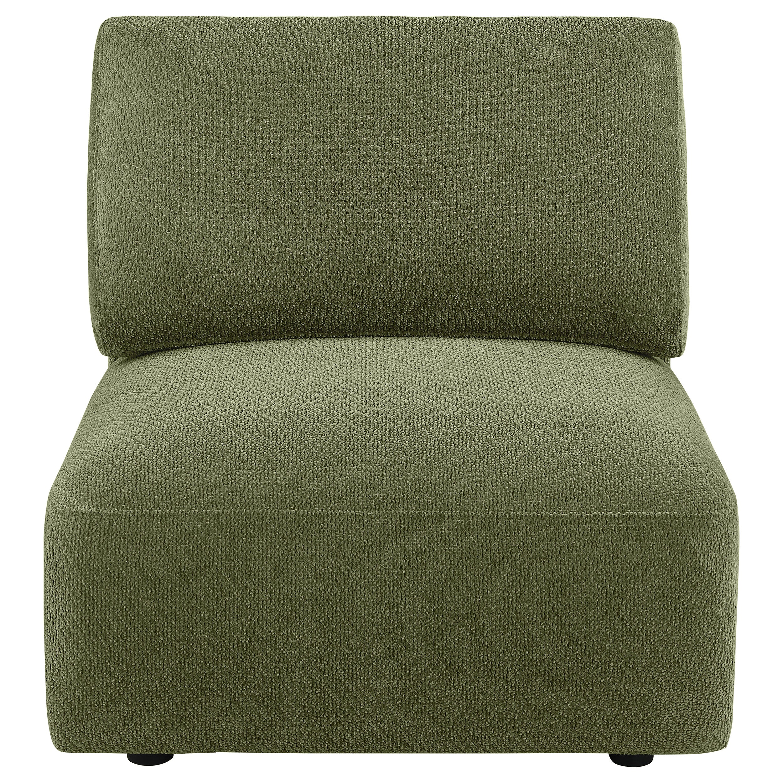 Elysia Chenille Upholstered Modular Armless Chair Green — view 2