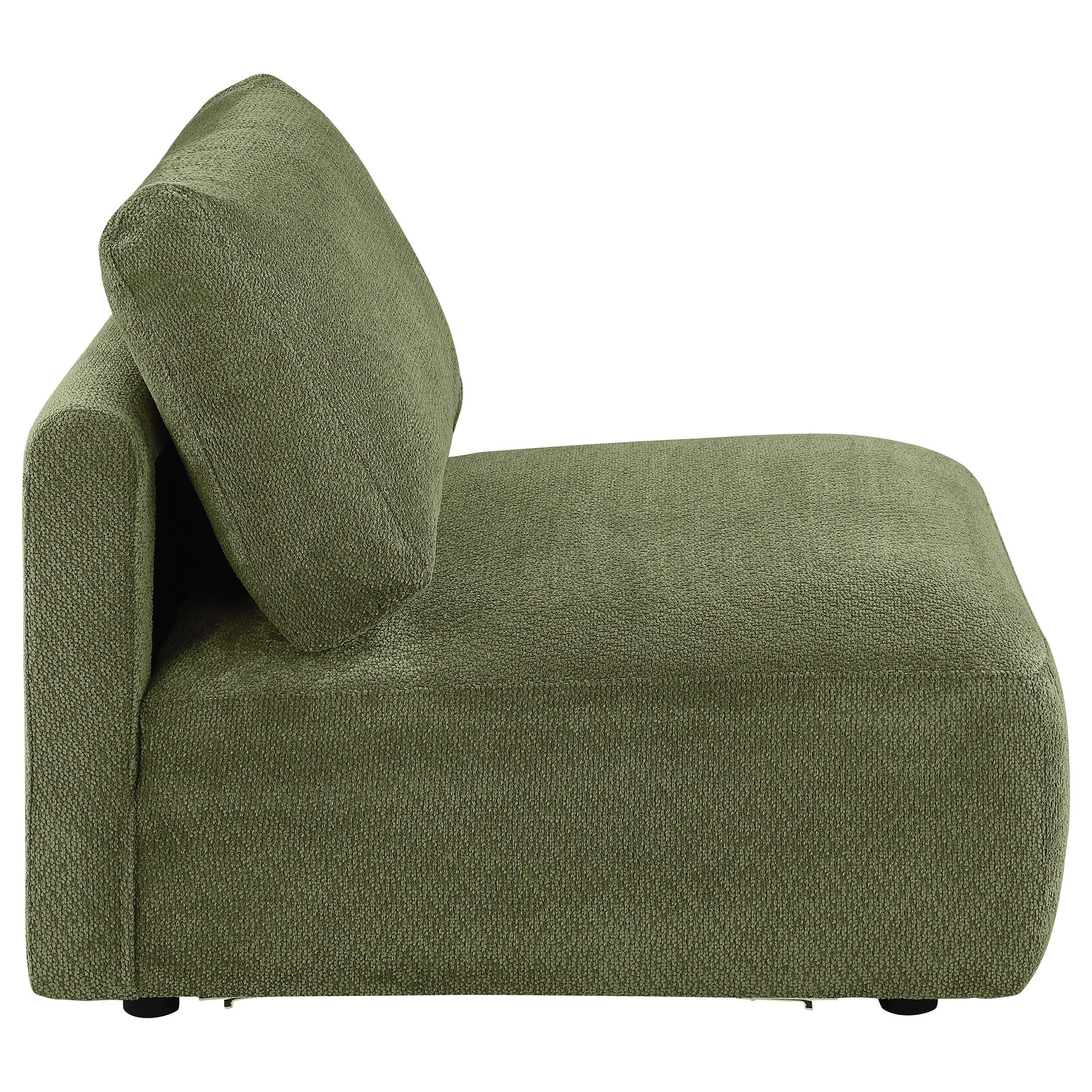 Elysia Chenille Upholstered Modular Armless Chair Green — view 7