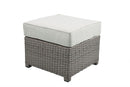 Salena - All Weather Wicker Patio Sofa & Ottoman With 2 Toss Pillows - Beige / Gray