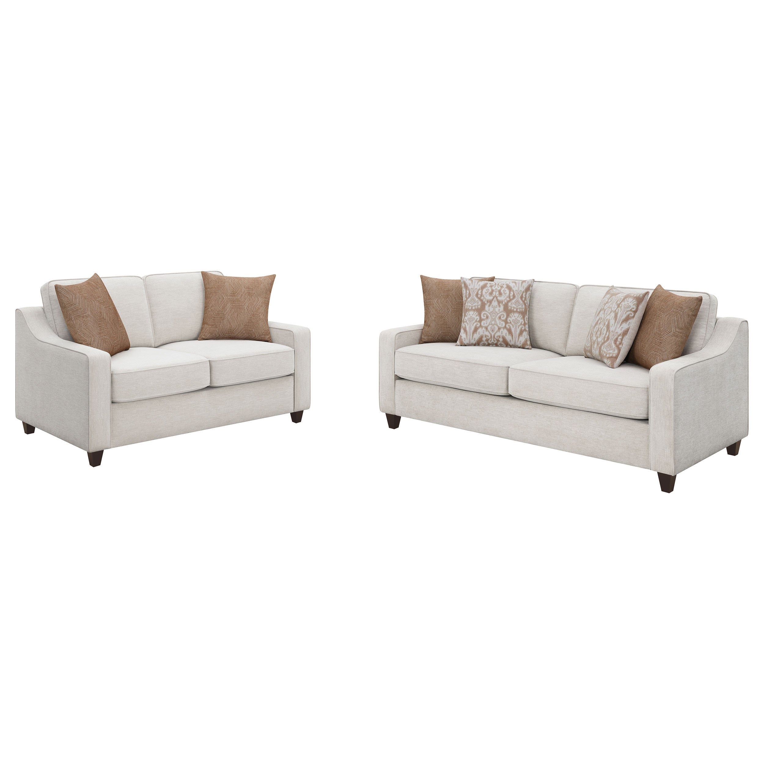 Christine 2-piece Upholstered Sloped Arm Sofa Set Beige — view 2