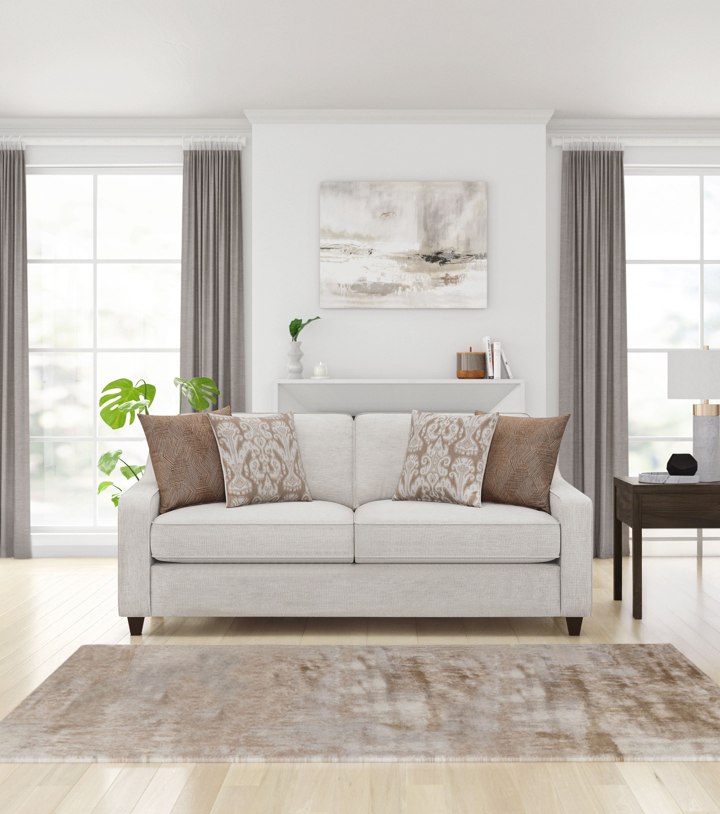 Christine Upholstered Sloped Arm Sofa Beige — view 2