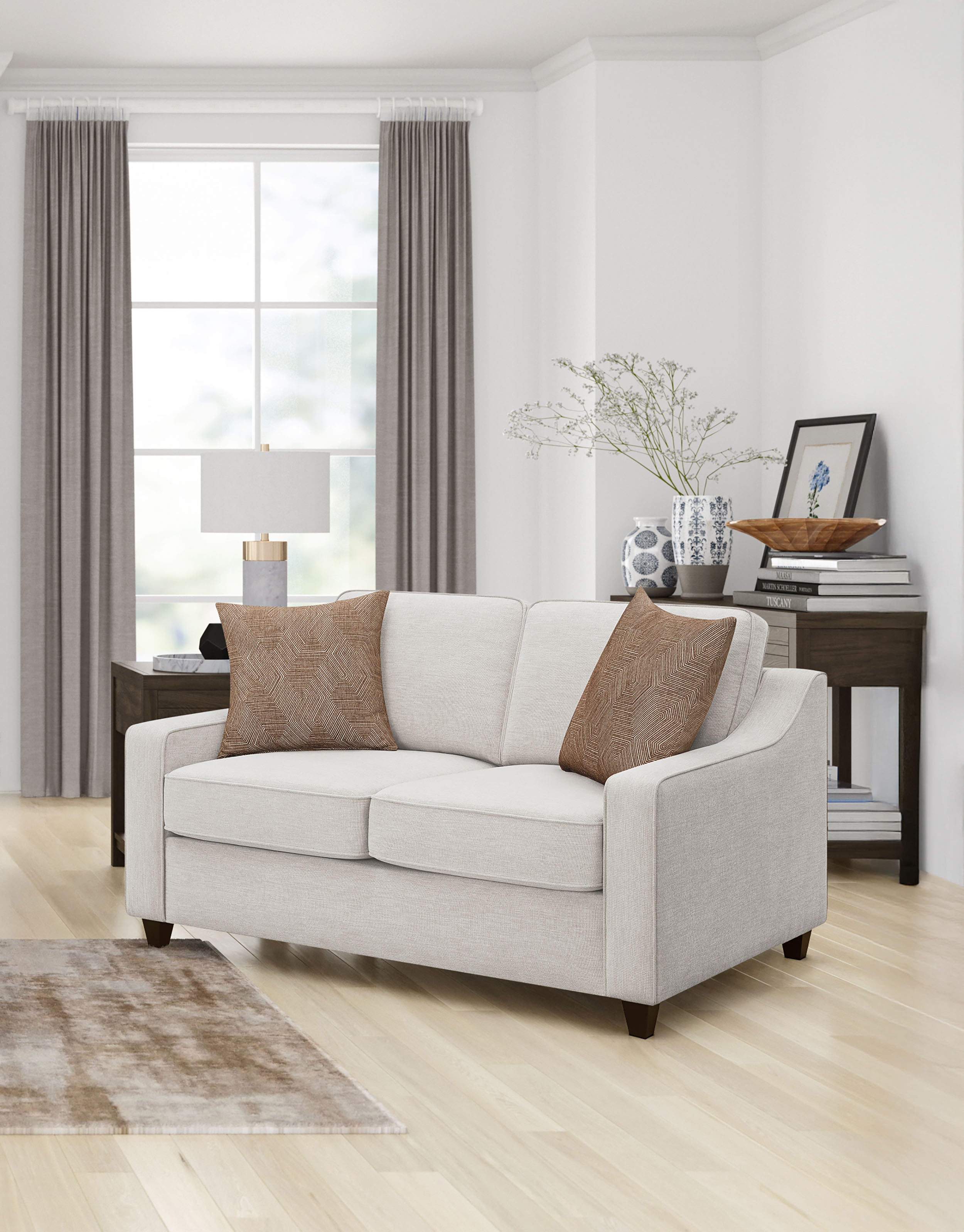 Christine Upholstered Sloped Arm Loveseat Beige — view 2