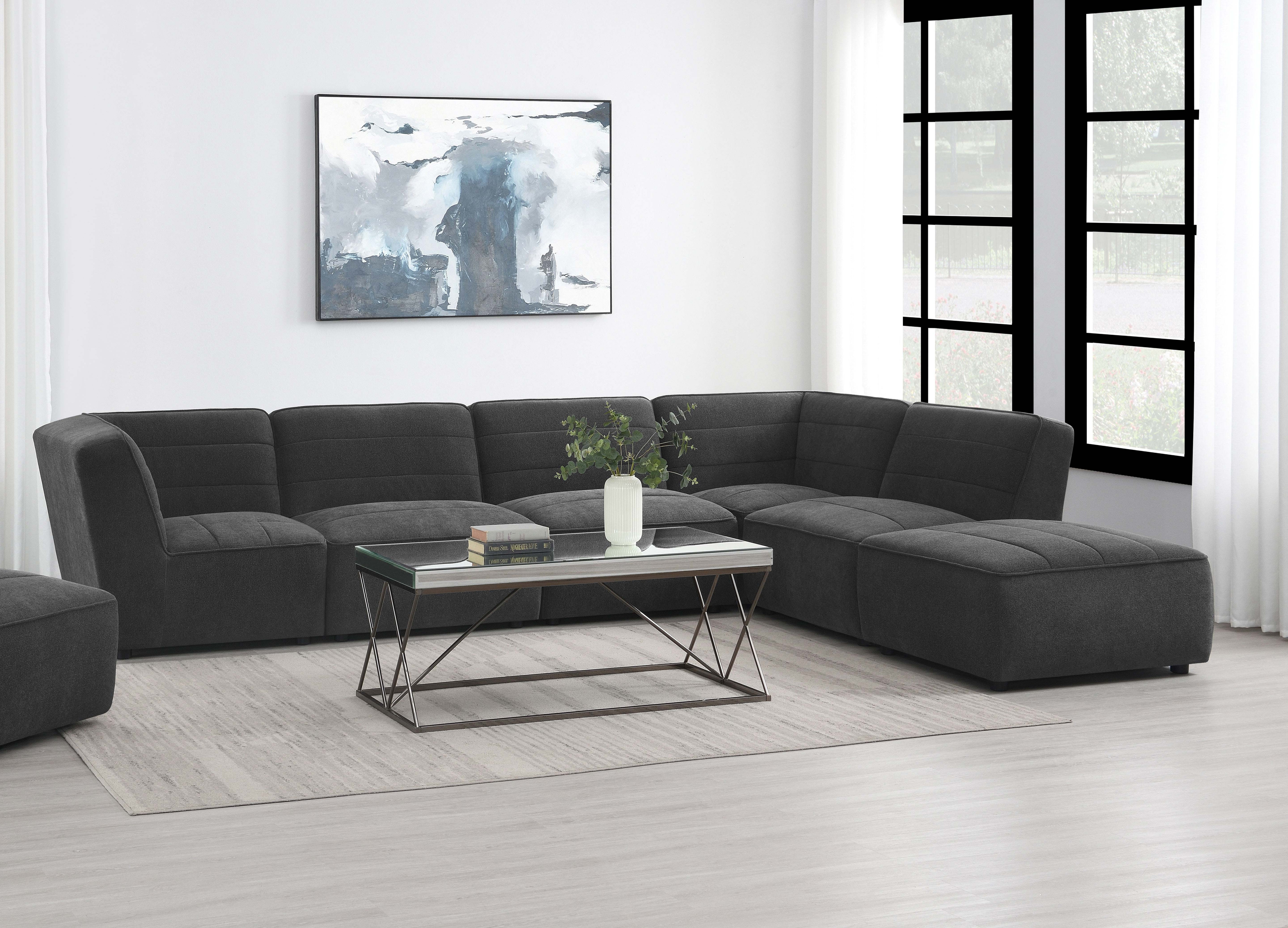 Sunny 6-piece Upholstered Modular Sectional Sofa Charcoal — view 1