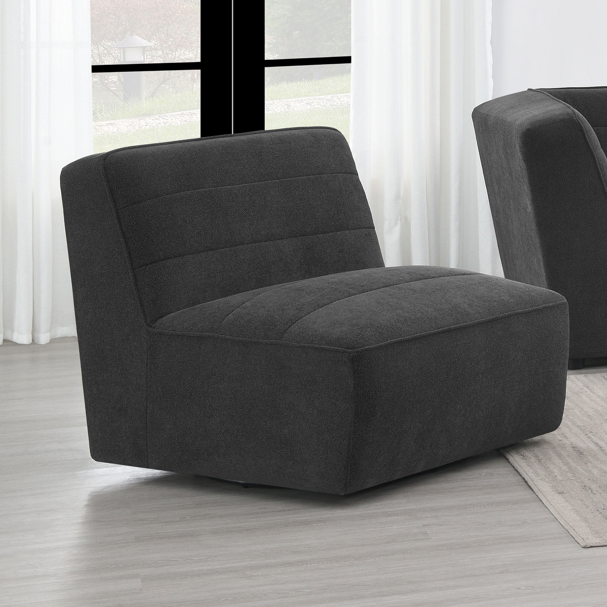 Sunny Upholstered Armless Chair Dark Charcoal — view 2