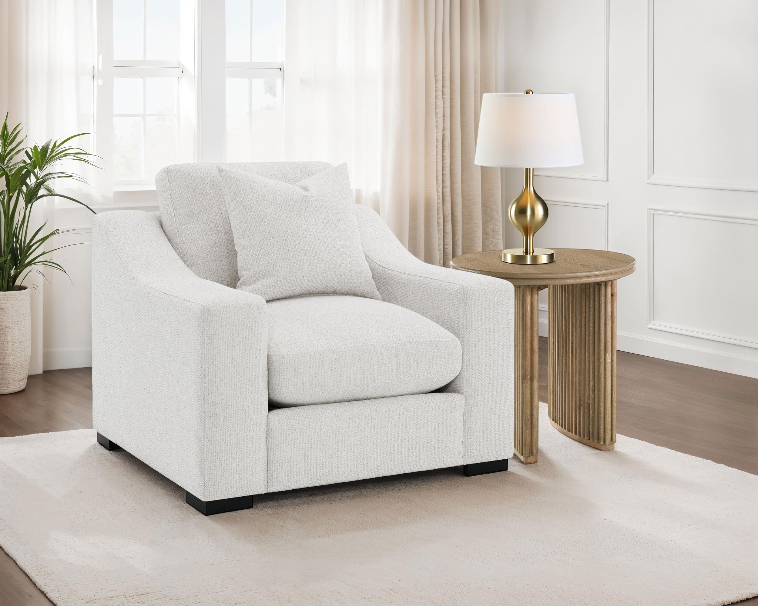 Ashlyn Fabric Upholstered Track Arm Accent Chair Sand — view 2