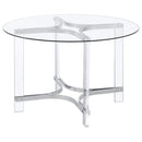 Keeling - 5 Piece Round Glass Top Acrylic Dining Set - Chrome