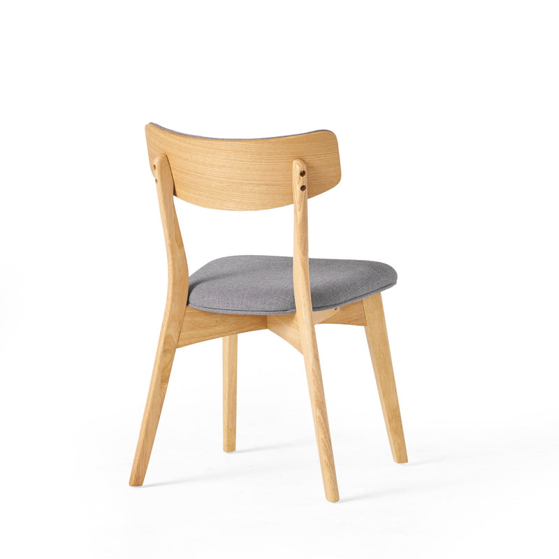 Mid Century Fabric Dining Chairs With Natural Oak (Set of 2) - Dark Gray