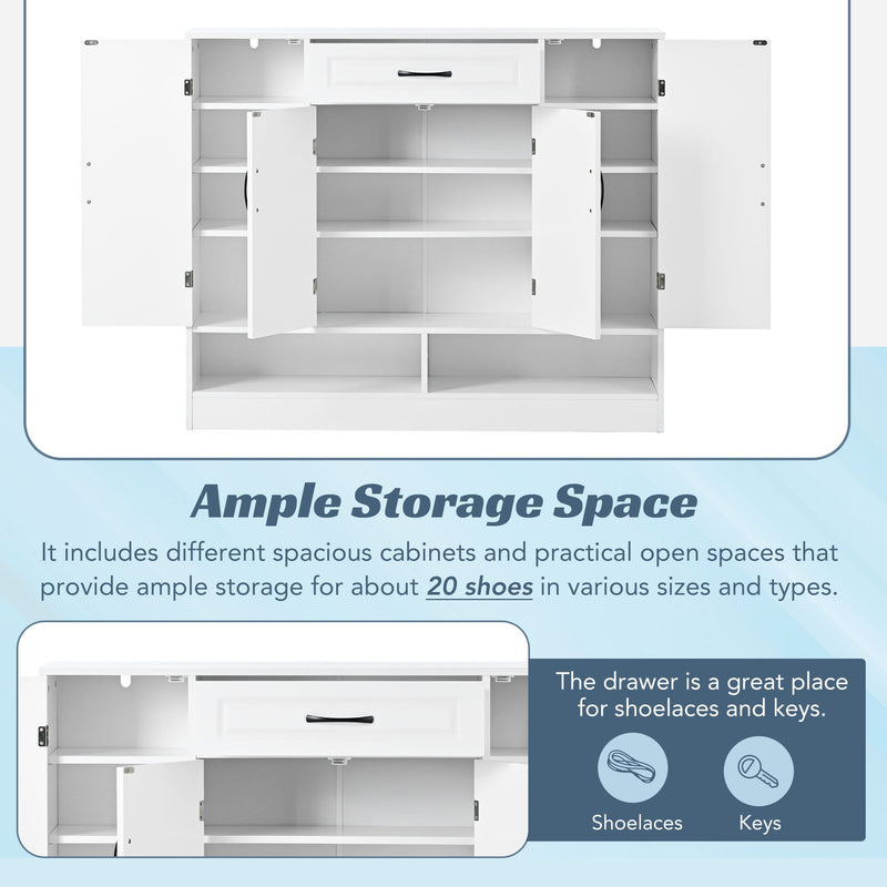 Sleek And Modern Shoe Cabinet With Adjustable Shelves, Space Saving Design