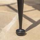 Rectangle Outdoor Coffee Table With Angled Tubular Legs And Wood Top - Black