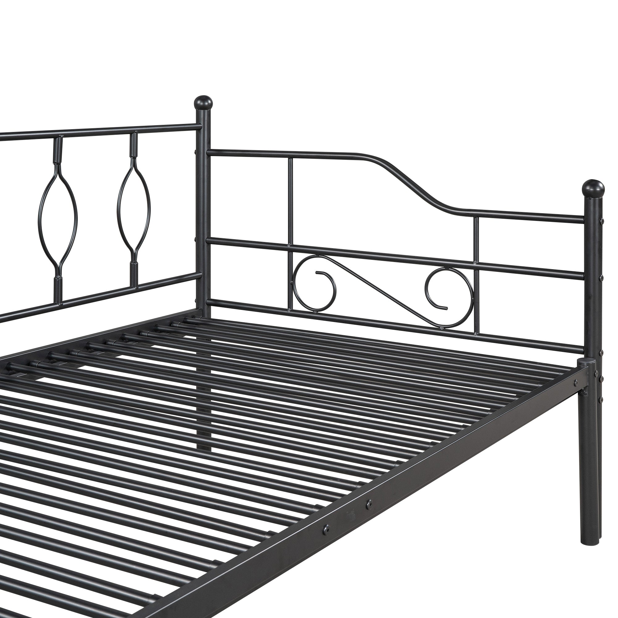 Twin Size Metal Daybed with Trundle, Daybed with Slat No Box required Black - Atlantic Fine Furniture Melbourne FL