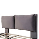 Upholstered Platform Bed With Sensor Light And 2 Large Backrests, With 2 Sets Of USB Port And Socket On Each Rear Bed Leg