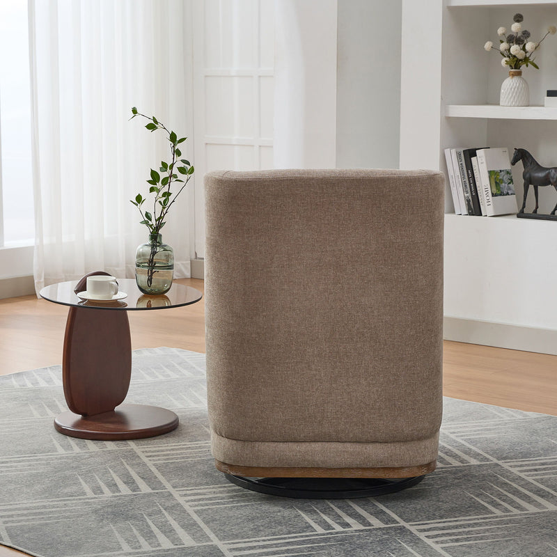 Wide Modern Chenille Cushioned Armless Metal Base 360° Swivel Chair With Pillow