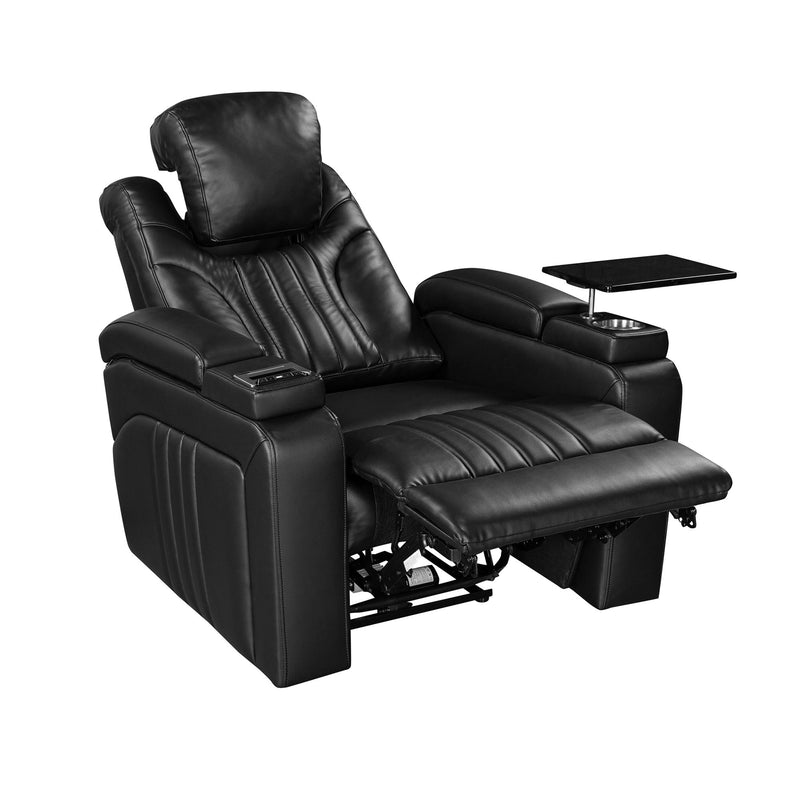 Power Recliner Home Theater Recliner With Power Adjustable Headrest, Wireless Charging Device, USB Port, Storage Arms, Cup Holder And Swivel Tray Table For Living Room