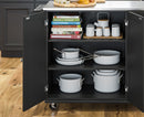 Blanche - Kitchen Cart With Stainless Steel Top - Black - 36"