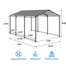 Metal Carport 10 5Ft Heavy Duty With Galvanized Steel Roof Metal Garage Canopy With Galvanized Steel Roof & Frame Car Tent Outdoor Storage Shed - Gray