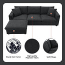 Modern Sectional Sofa With Throw Pillows, Cloud L Shaped Couch Set With Wide 4 Seat Comfy Couch Set With Movable Ottoman