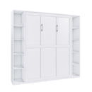 Queen Murphy Bed With Storage Cabinet - White