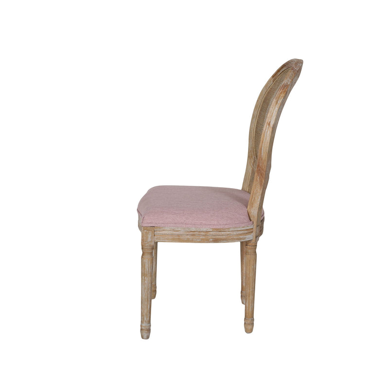 Elegant Dining Chair Set With Cane And Fabric Upholstery