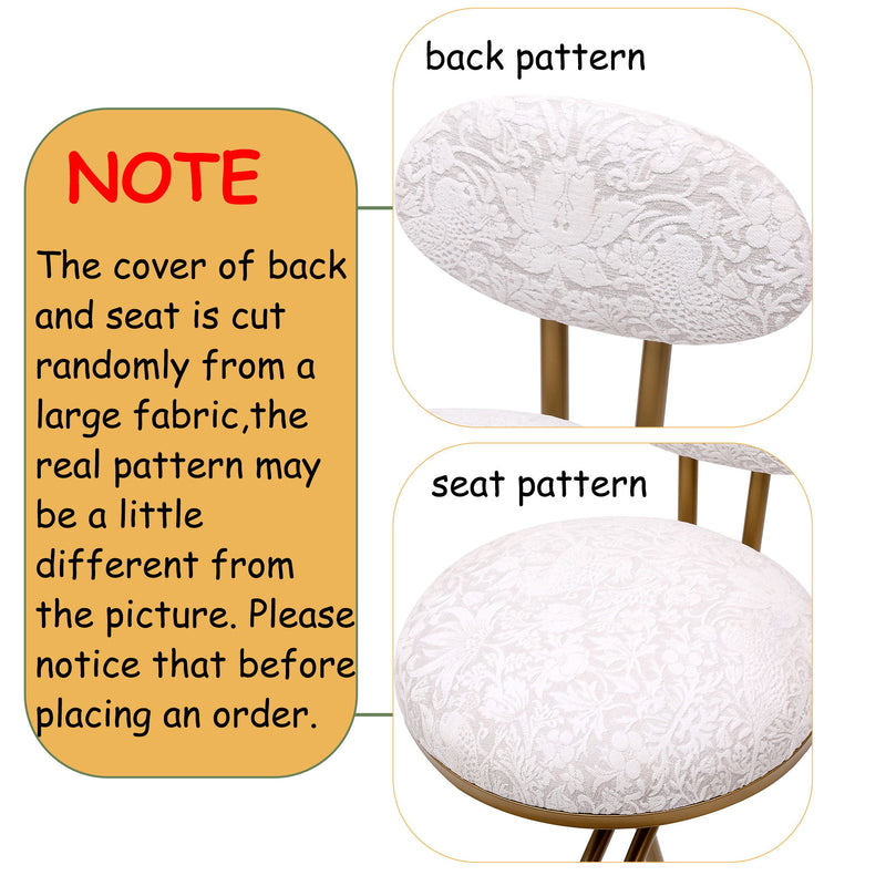 Round Print Bar Stools Upholstered Chairs For Kitchen (Set of 2)