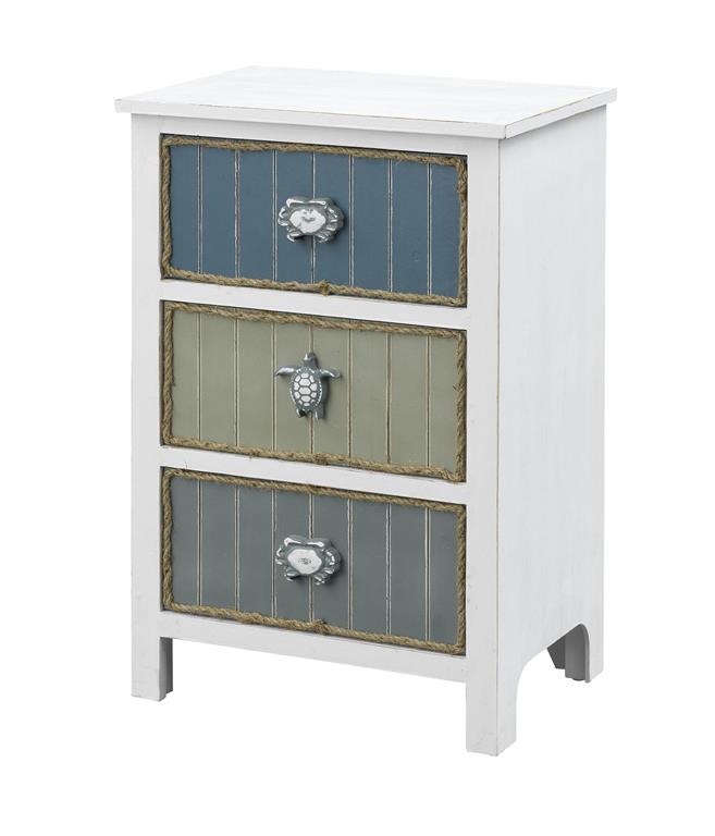 Soto Coastal Three Drawer Chairside Chest Table