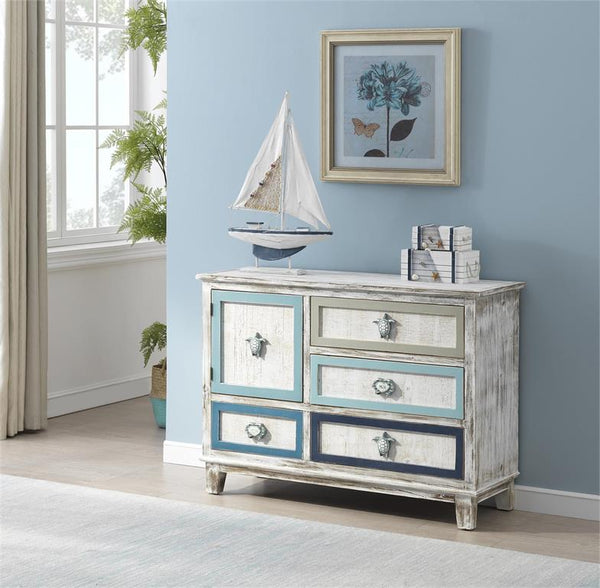 Eddy Coastal One Door 4 Drawer Storage Cabinet