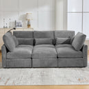Modern Modular U-Shaped Sofa Bed With Movable Ottoman, USB Ports, Phone Holder