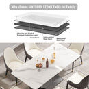 70.87" Modern Artificial Stone Crescent-Shaped Metal Legs, Can Accommodate 6-8 People - White / Black