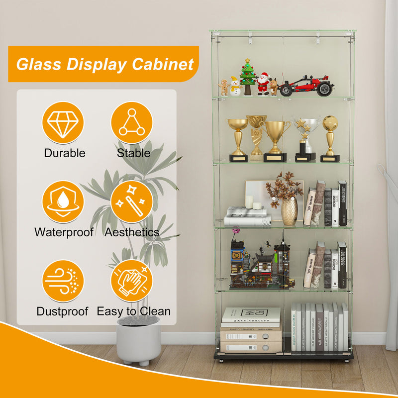 Premium 5 Tier Glass Display Case With 5 Dynamic LED Modes