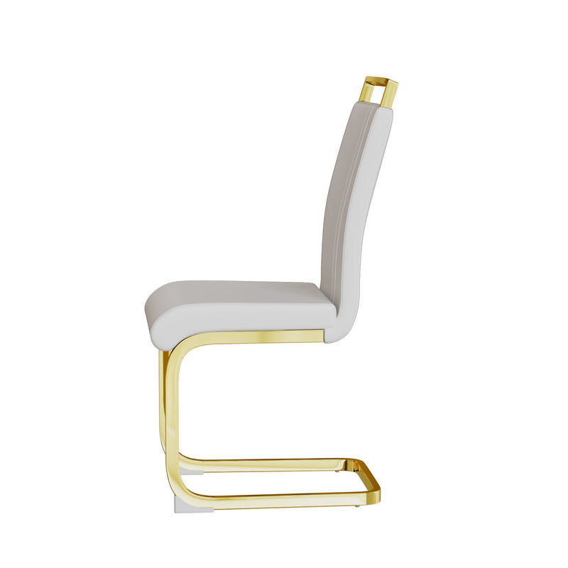 Modern Glass Dining Table Set For 4 With Golden Plating Legs And Chairs - Transparent