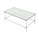 Ultra Modern Rectangle Coffee Table With Tempered Glass Surface - Clear