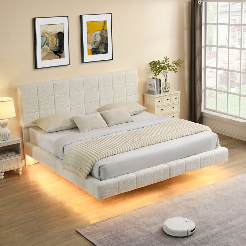 Floating Bed With Light, Soft Touch Surface