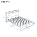 Full Size Metal Platform Bed Frame with Sockets, USB Ports and Slat Support ,No Box Spring Needed White