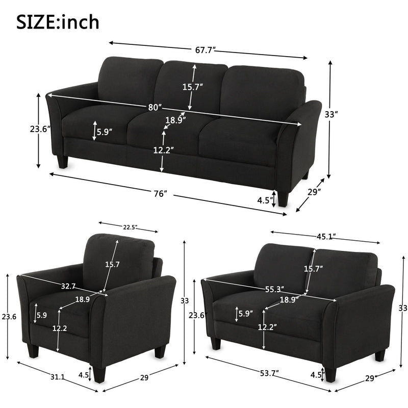 Living Room Sets Furniture Armrest Sofa Single Chair Sofa Loveseat Chair 3 Seat Sofa (Chair Loveseat Chair & 3 Seat Sofa)