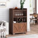 Farmhouse Style Monita Wine Cabinet With Storage Space - Walnut