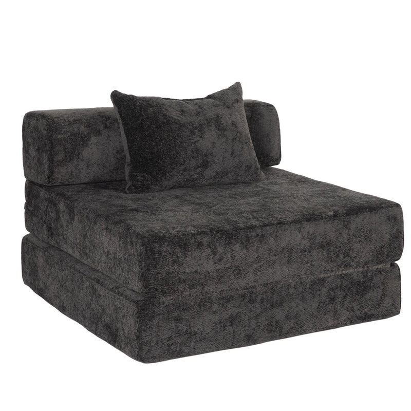 Convertible Floor Sofa Bed With Fixed Shape Frame For Living Room - Black
