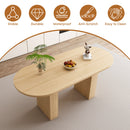 Oval Dining Table For 6 People With Wood Strip Base - Burly Wood