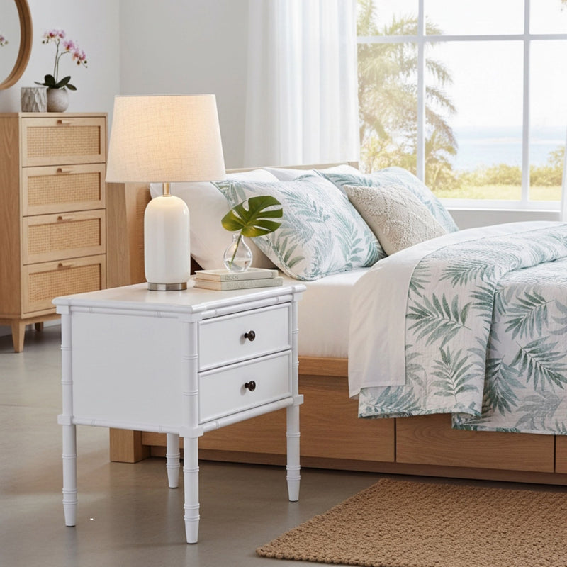 Emmett - 2 Drawer Nightstand With Carved Legs - White