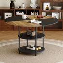 Diameter - Modern Splicing Circular Dining Table Double Layer Storage - Wood / Black