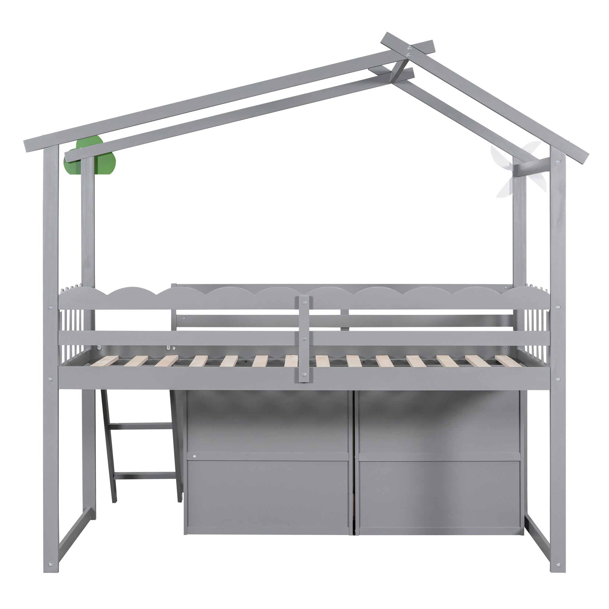 Twin Size House Bed With Cabinet and Drawers, Gray - Atlantic Fine Furniture Melbourne FL