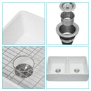 Double Bowl Apron Front Kitchen Sink 32", Sturdy And With Scratch Resistant - White