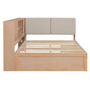 L-Shaped Daybed Corner Bed Under Bed Drawers With Storage Bookcase And Upholstered Headboard And USB Charging Ports