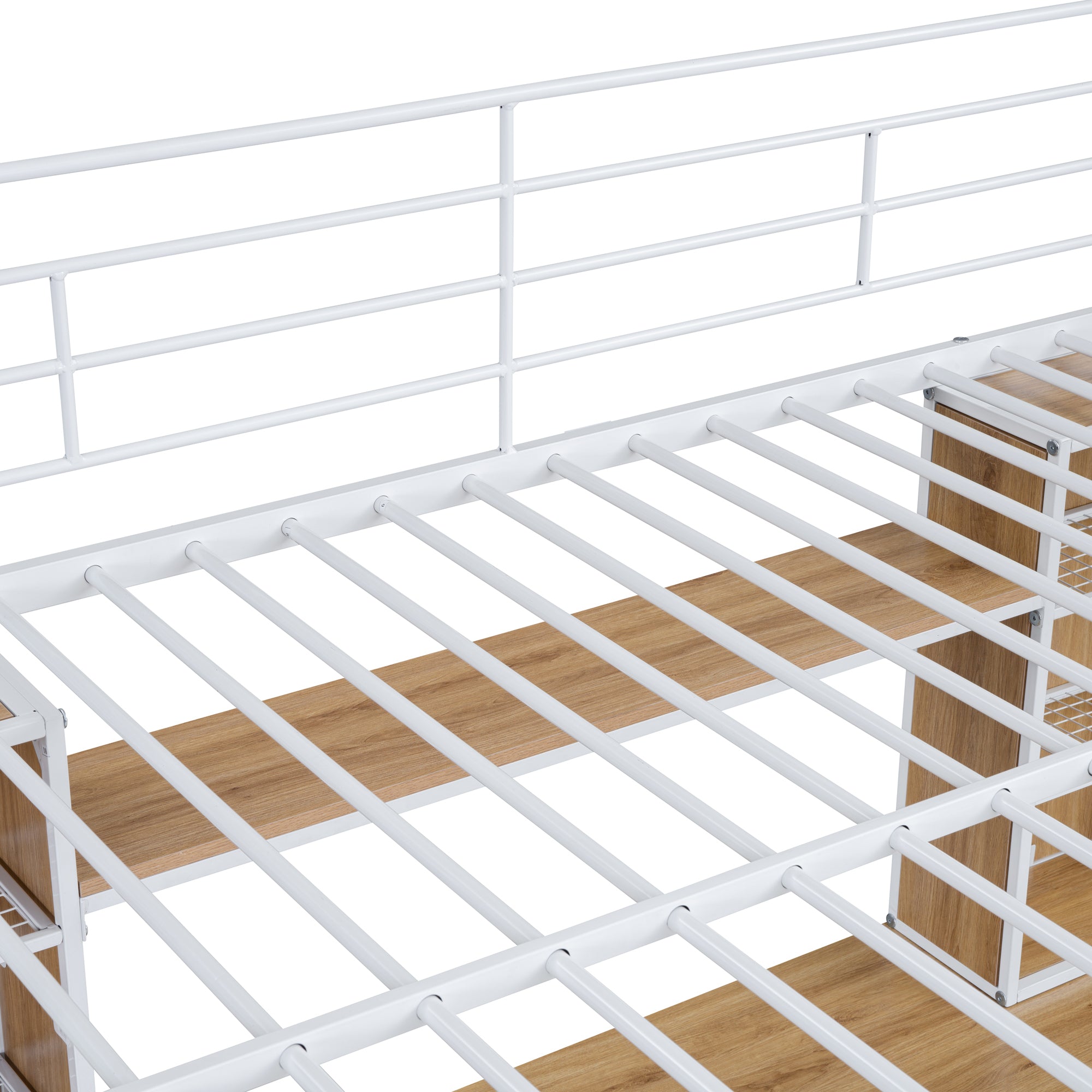 Full Size Loft Bed with Desk and Shelf, Loft Bed with Ladder,Full,White - Atlantic Fine Furniture Melbourne FL